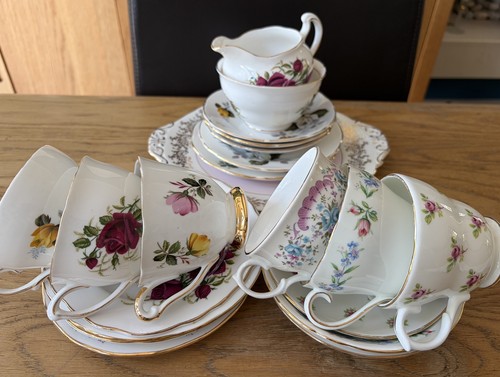 Vintage english floral bone - vintage,
