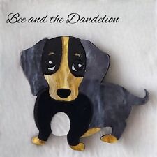 Beautiful Dachshund Sausage Dog  Brooch Layered Acrylic Vintage Retro Style Pin