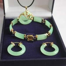 Green jade 18k gold plated - jade,