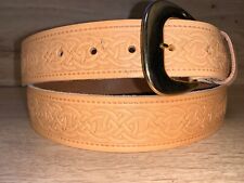 Celtic Gothic Belt Veg Tan Real Italian Leather Jeans Belt Press Stud 38mm F8