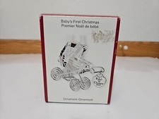 Baby's First Christmas Ornament 2007 Heirloom Carlton AGC Crystal Stroller Pram