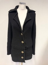 GOAT BLACK WOOL & CASHMERE COLLARED HEAVY KNIT CARDIGAN/JACKET SIZE M