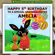 BING BIRTHDAY CARD personalised AGE RELATIONSHIP NAME