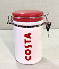 Costa Coffee, White & Red Ceramic Airtight Kitchen Storage Jar
