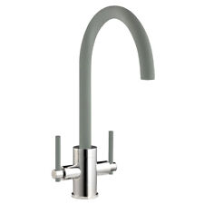 Cookology LIVORNO/CHR-GR Livorno Twin Lever Kitchen Tap - Chrome Graphite Grey