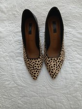 Marks and Spencer Ladies Leopard Print And  Navy/Black Court Shoes Size 5  