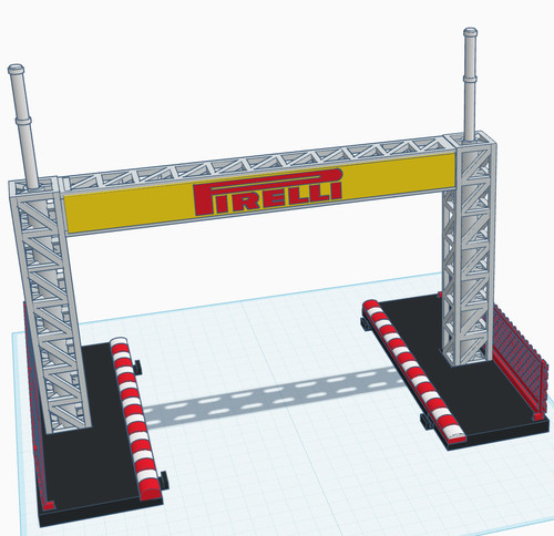 Slot car gantry with flagpoles - car,