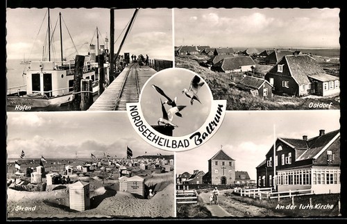 Baltrum postcard harbour - baltrum,,