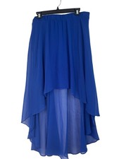 Bebe L/XL Lined Chiffon High-Low Skirt Cobalt Blue RAA10432 Stretch