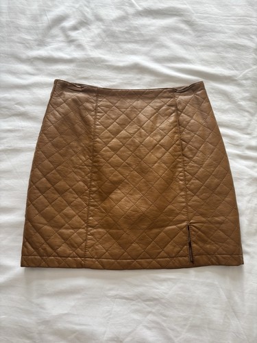 Leather tan quilted - quilted, skirt