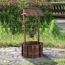 Rustic Wooden Wishing Well Planter Gardening Decor for garden