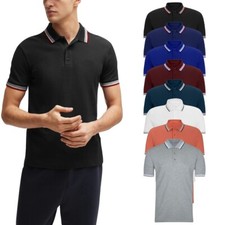 Mens Short Sleeve Polo T Shirt Plain Pique Single Tipping Collar with Casual Top
