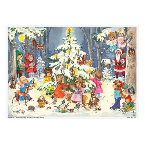 Children around tree - around,