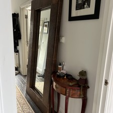 Extra Large Wide Leather Framed Mirror In A Crocodile Pattern