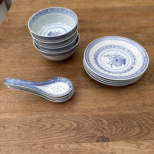 Vintage chinese blue white - blue&,
