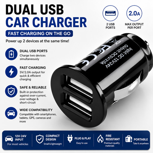 Fast usb car charger - fast, dual