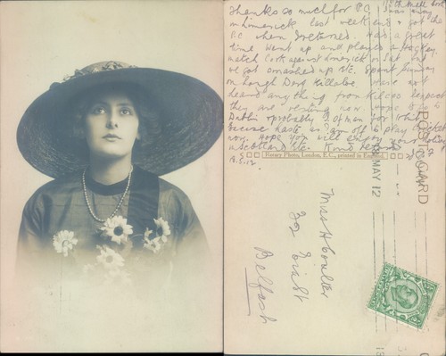 Woman with hat and flowers