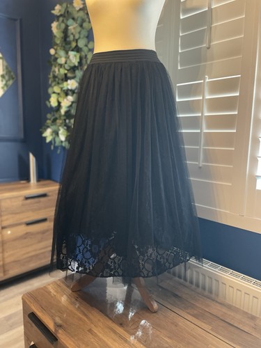 Black tulle lace boho - tulle,