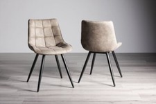 Seurat Tan Faux Suede Fabric Chairs with Black Legs (Pair) Grade A2 - Ref #0610