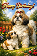 Shih Tzu Birthday Card A5 -