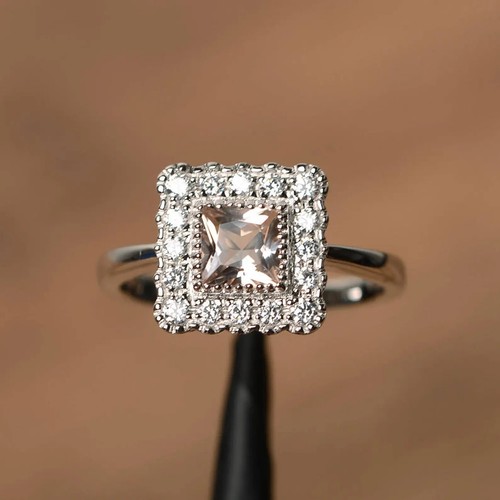 Square cut morganite ring