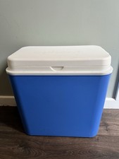 Vintage Retro Blue/ White Cool Box  Picnic Camping - Approx 22.5L Used Condition