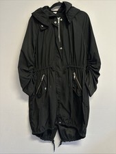 Zara Basic Lightweight Coat Black Parka Jacket. Size Small