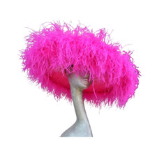 Emma - Extra large Hat with Ostrich feather boa in Two tone Fuchsia & Cyclamen