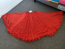 Red lined semi circular chiffon belly dance skirt