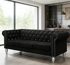 Black Velvet Chesterfield Sofa