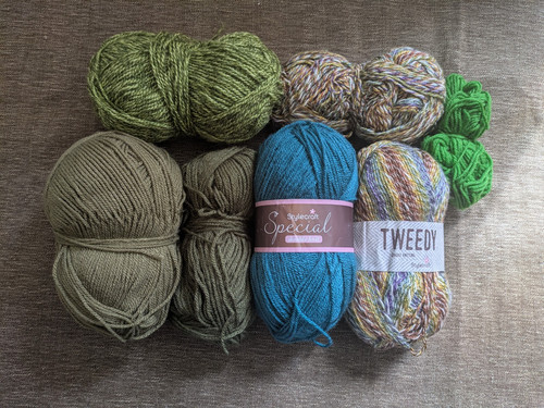 Mixed green teal - mixed, yarn