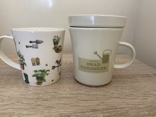 2 Gardening Themed Mugs Head Gardener With Cover & Gardening Pictures Design