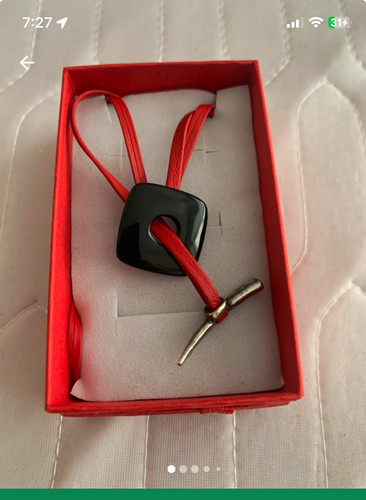 Red cord necklace - cord, square