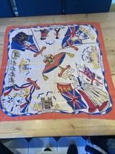 Vintage 1953 Queen Elizabeth Silk? Coronation Scarf Prince Charles Princess Anne