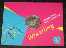 2012 London Olympic Wrestling Sports 50p Coin Sealed And Uncirculated