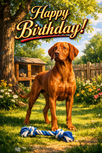 Vizsla dog birthday card - dog,