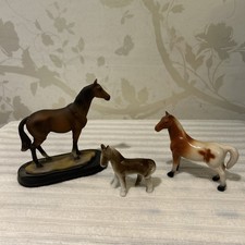 Vintage Miniature Horses Ceramic Horse figurines X3 Bone China Porcelain