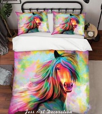 3D Colorful Horse Quilt Cover
