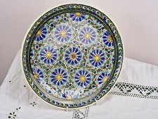 Vintage Hand Painted Blue & Green Platter Turkish Morrocan Tile Art CINI KUTAHYA