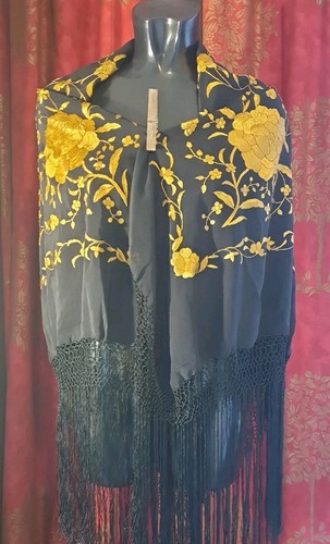 Vintage black gold embroidered - black,