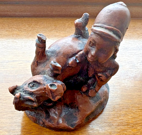 Horse and jockey figurine - and,
