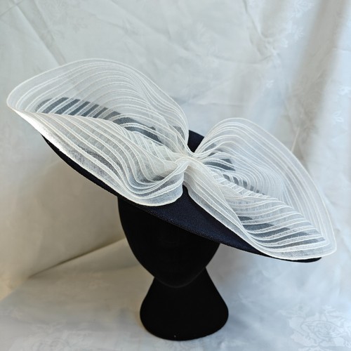 Navy blue white bow - blue, 40cm