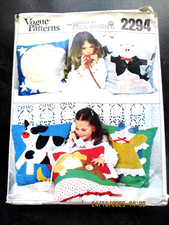 Vintage Vogue Sewing Pattern 2294 Children’s Animal Appliqué Cushions Uncut   Cf