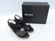 Dune Kalifornia Sandals Wedges Cork Elastic Strap Black UK 5 EU 38