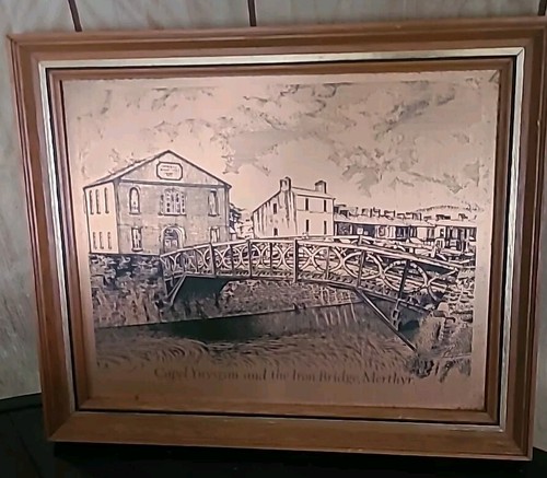 Framed copper craft etching - framed,