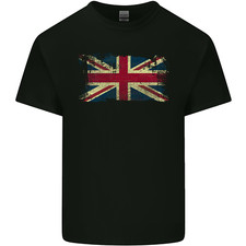 Distressed Great Britain Flag Union Jack UK Mens Cotton T-Shirt Tee Top