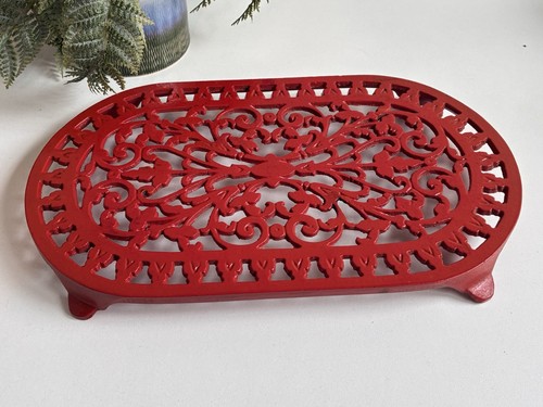 Vintage large cast iron trivet - vintage,