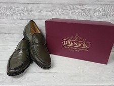 Grenson Olive Green True Moccasin Shoes Slip On Loafer Soft Leather.Size 10.5.PD