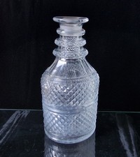 Fine Early Georgian Diamond And Stepped Cut Crystal 3 Ring Neck Spirit Decanter 