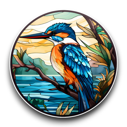 Blue kingfisher bird stained - blue,